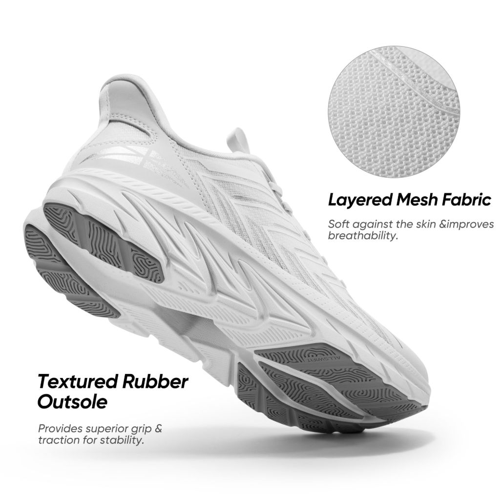Men's Slip On Walking Shoes Running Comfortable Tennis Breathable Non Slip Athletic Gym Workout Cross Training Fashion Sneakers - White