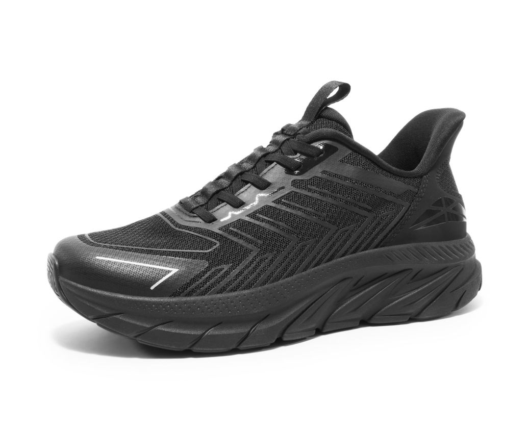 Men's Slip On Walking Shoes Running Comfortable Tennis Breathable Non Slip Athletic Gym Workout Cross Training Fashion Sneakers - Black