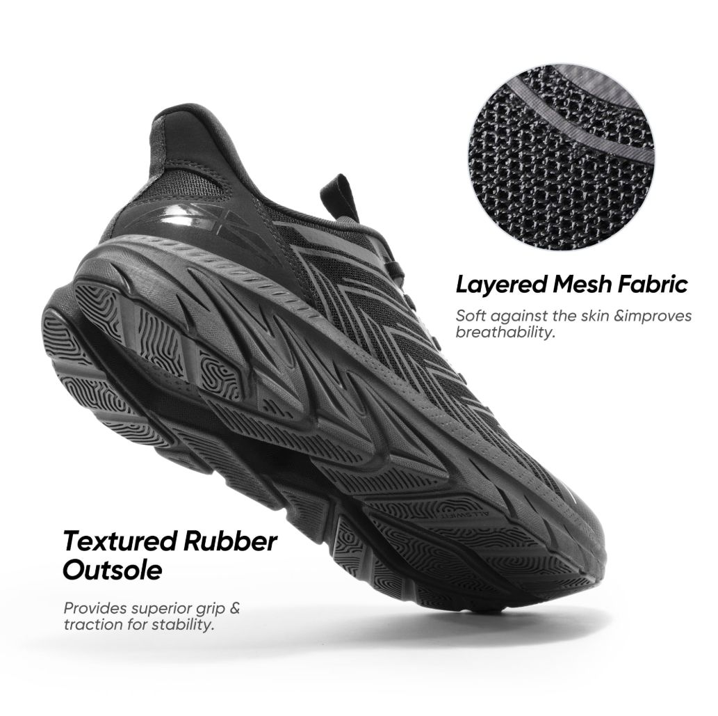 Men's Slip On Walking Shoes Running Comfortable Tennis Breathable Non Slip Athletic Gym Workout Cross Training Fashion Sneakers - Black