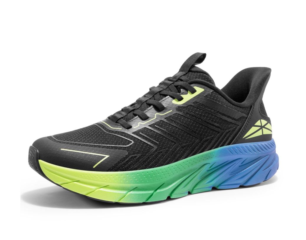 Men's Slip On Walking Shoes Running Comfortable Tennis Breathable Non Slip Athletic Gym Workout Cross Training Fashion Sneakers - Black/Green