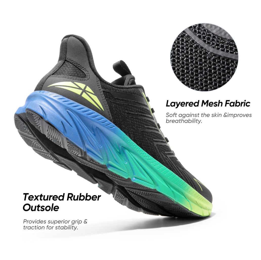 Men's Slip On Walking Shoes Running Comfortable Tennis Breathable Non Slip Athletic Gym Workout Cross Training Fashion Sneakers - Black/Green