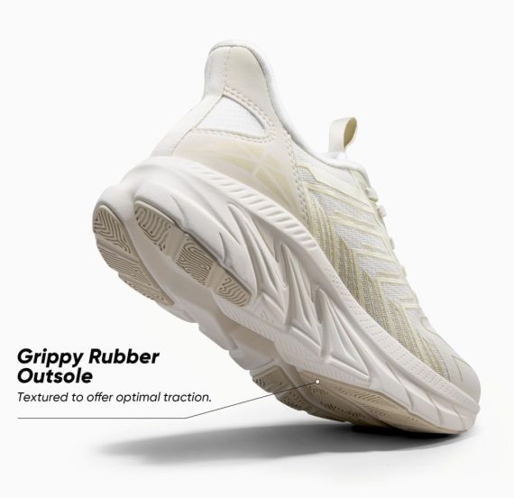 Women's Slip On Walking Shoes Running Comfortable Tennis Breathable Non Slip Athletic Gym Workout Cross Training Fashion Sneakers - Ivory