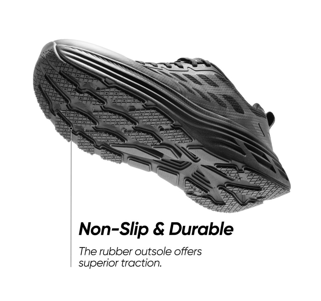 Men's Walking Running Tennis Cushioning Shoes ActiveFloat Non Slip Athletic Gym Workout Jogging Comfortable Sneakers - Black