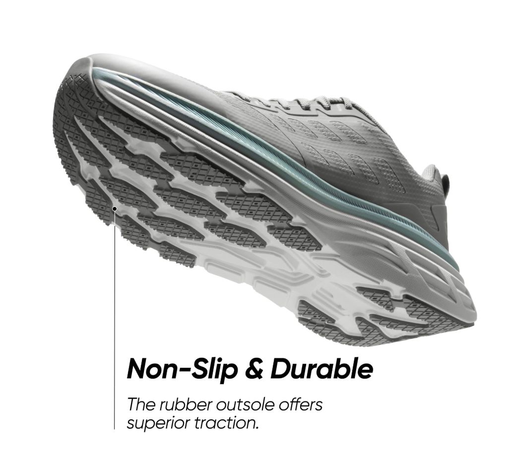 Men's Walking Running Tennis Cushioning Shoes ActiveFloat Non Slip Athletic Gym Workout Jogging Comfortable Sneakers - Grey