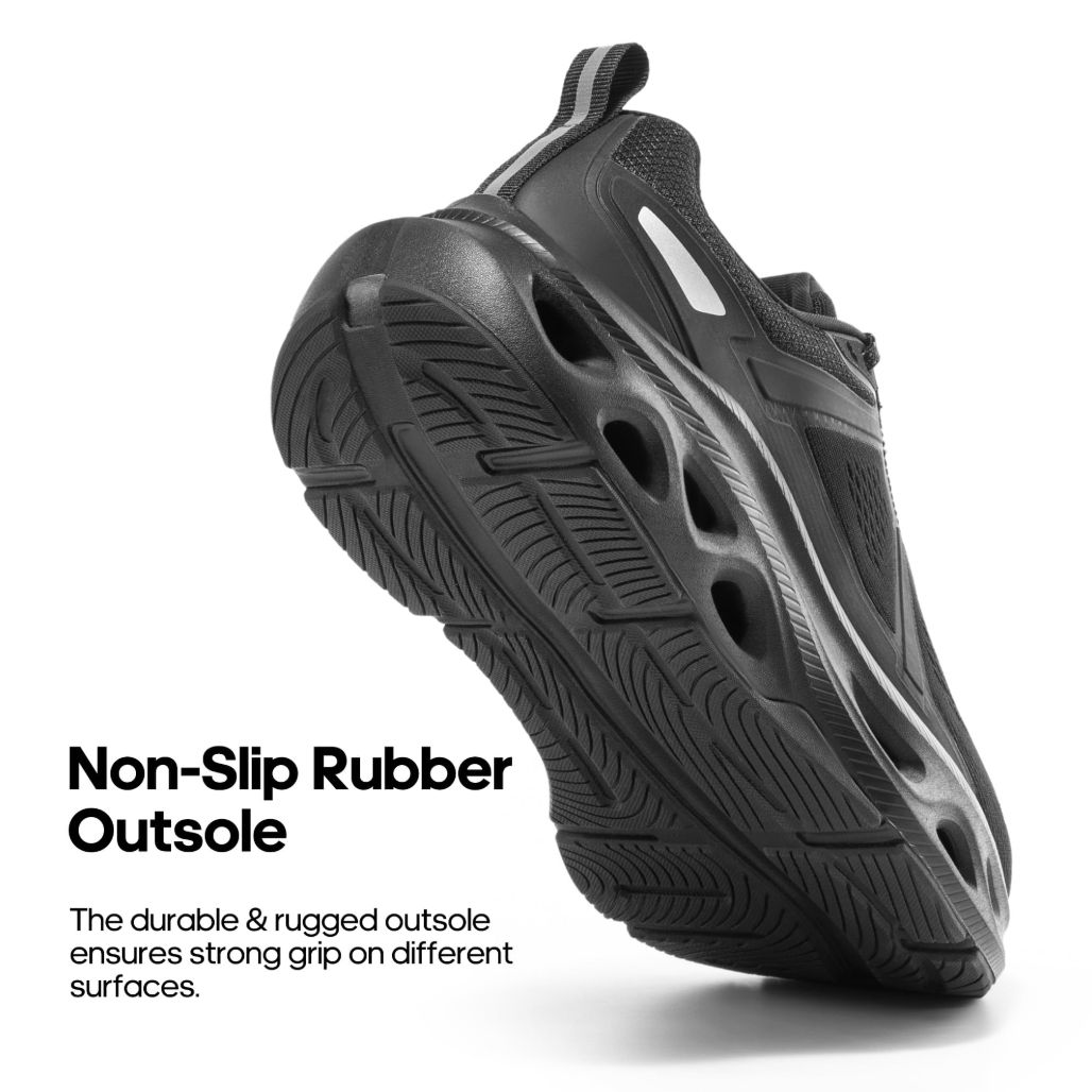 Men's Comfortable Walking Shoes MovePropel Athletic Breathable Gym Workout Tennis Jogging Cross Training Non Slip Fashion Running Sneakers - Black
