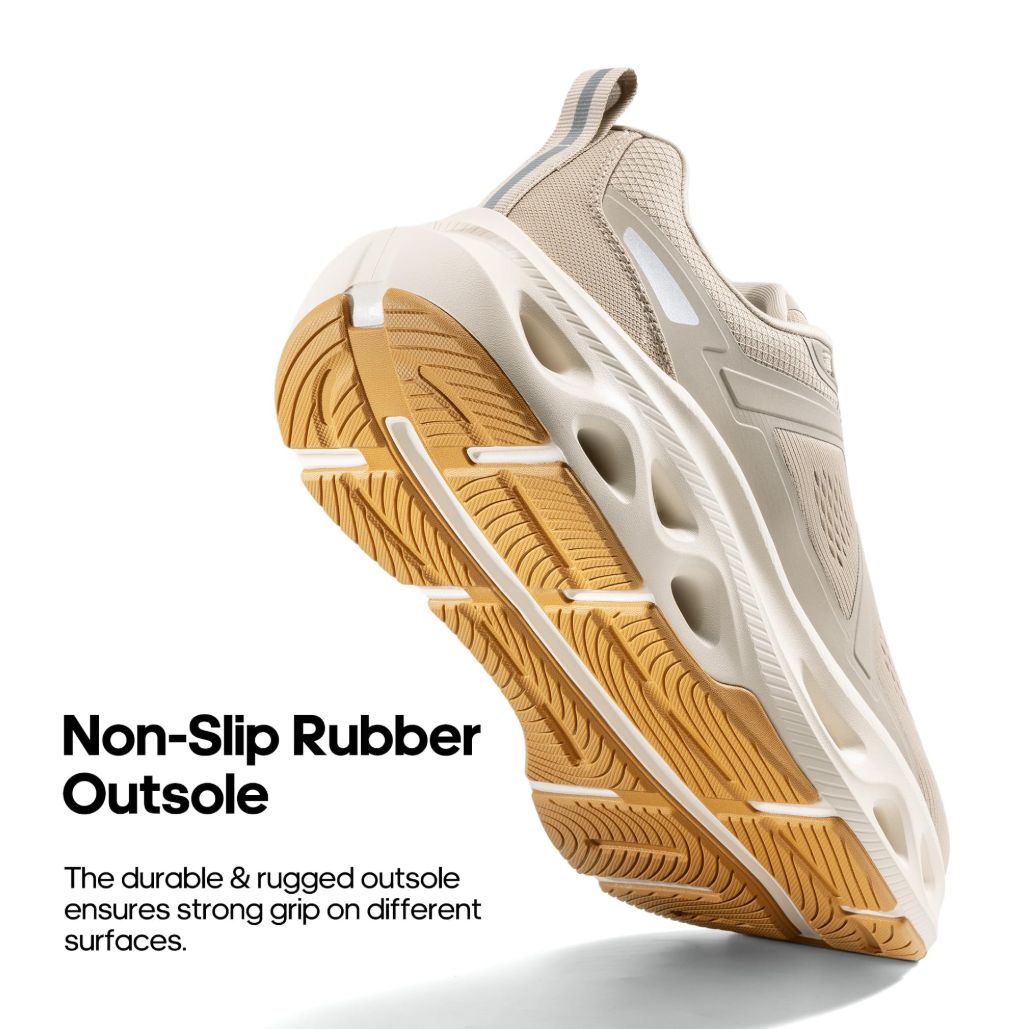 Men's Comfortable Walking Shoes MovePropel Athletic Breathable Gym Workout Tennis Jogging Cross Training Non Slip Fashion Running Sneakers - Apricot