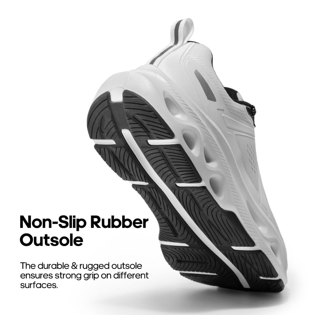 Men's Comfortable Walking Shoes MovePropel Athletic Breathable Gym Workout Tennis Jogging Cross Training Non Slip Fashion Running Sneakers - White