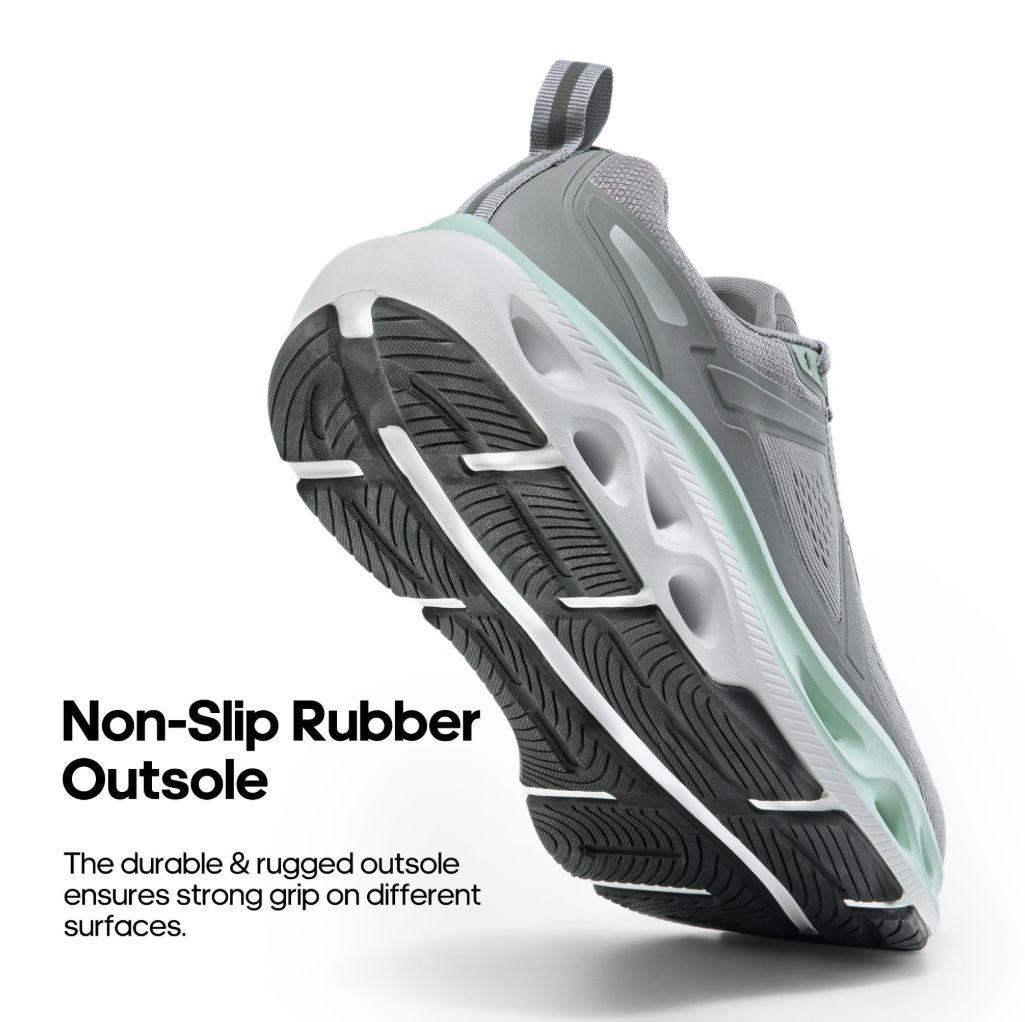 Men's Comfortable Walking Shoes MovePropel Athletic Breathable Gym Workout Tennis Jogging Cross Training Non Slip Fashion Running Sneakers - Grey