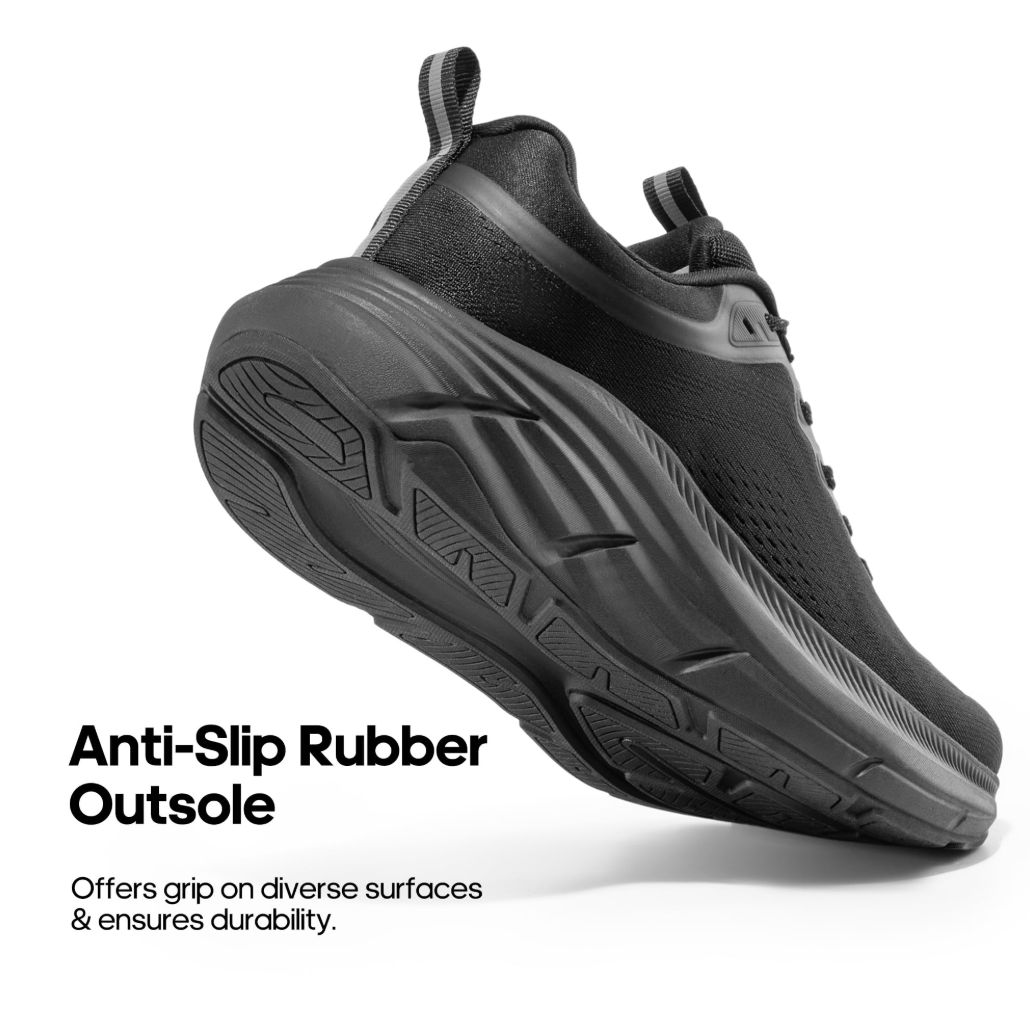 Men's Walking Shoes Running Tennis Cushioning ActiveBreeze Non Slip Athletic Gym Workout Comfortable Fashion Sneakers - Black
